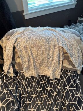 stars above White Sweatshirt with Pastel Leopard Print